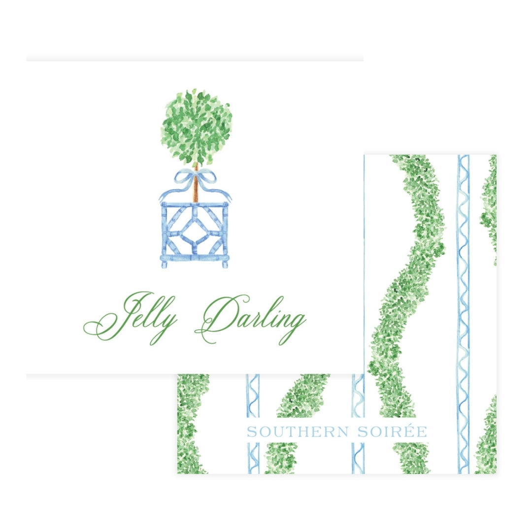 Blue & Green Boxwood Topiary Enclosure Card