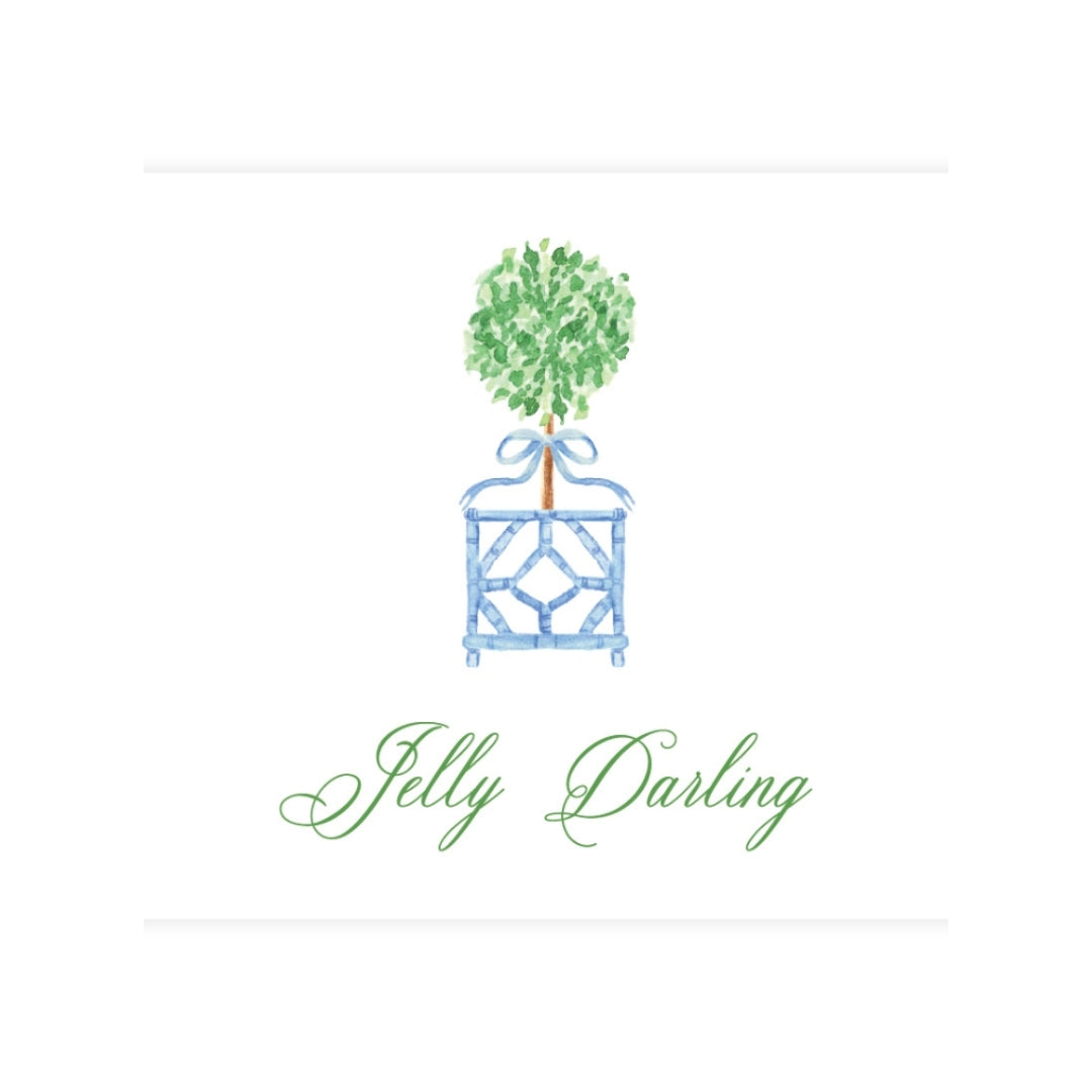 Blue & Green Boxwood Topiary Enclosure Card