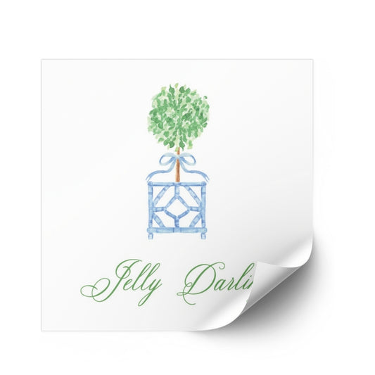 Blue & Green Boxwood Topiary Sticker