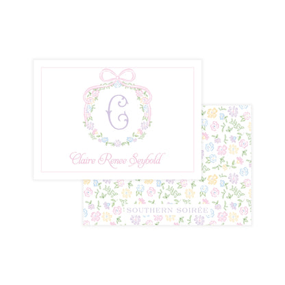 Ditsy Pastel Floral Wreath Enclosure Card