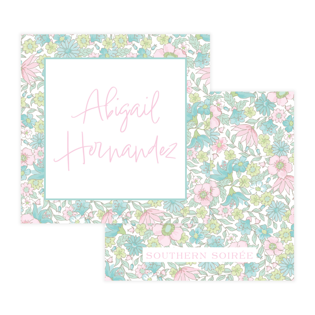 Ditsy Pink & Green Floral Enclosure Card