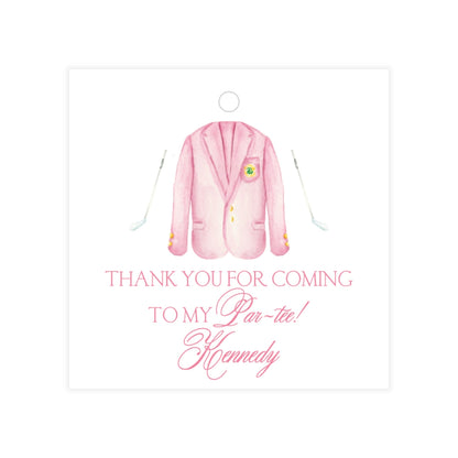 Masters Pink & Green Square Favor Tag