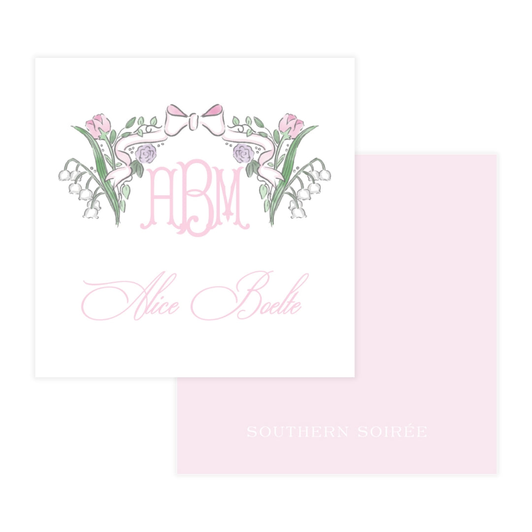 Pink Floral Bow Enclosure Card