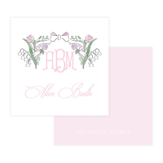 Pink Floral Bow Enclosure Card