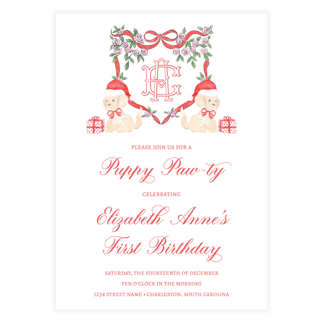 Christmas Puppy Party Invitation