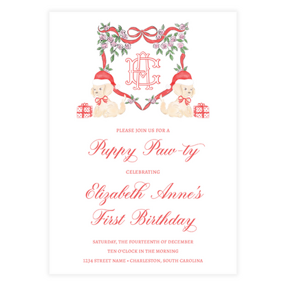 Christmas Puppy Party Invitation