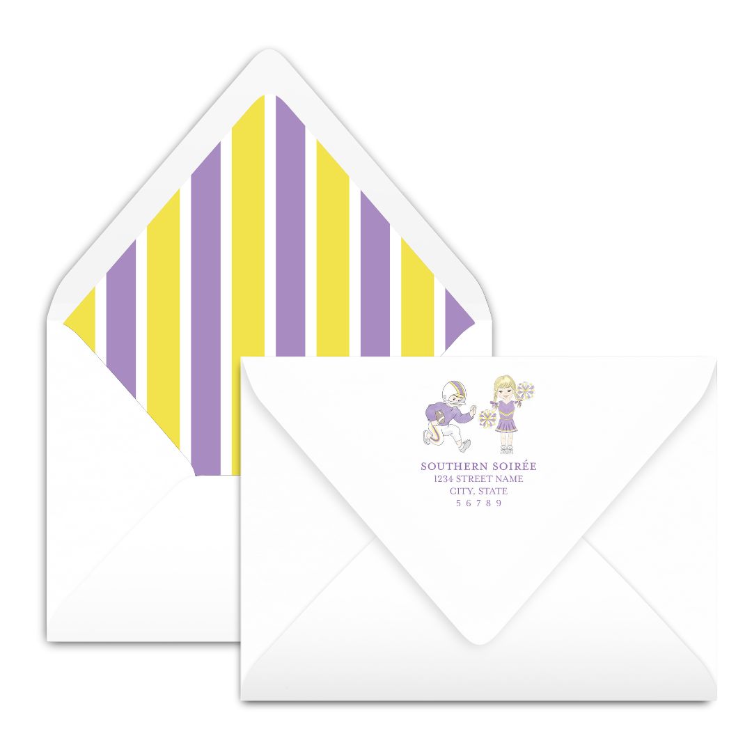 Purple and Gold Tailgate Tent Invitation