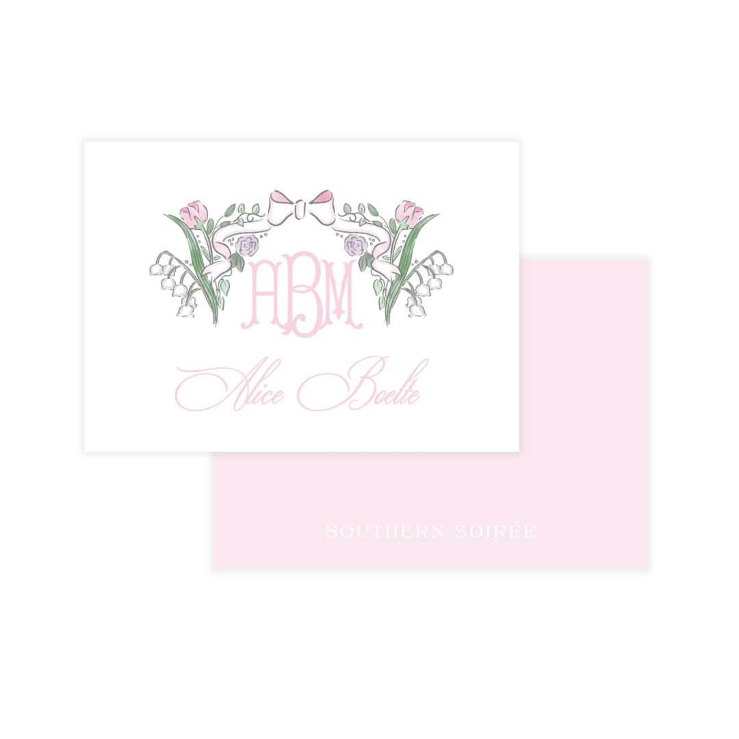 Pink Floral Bow Enclosure Card