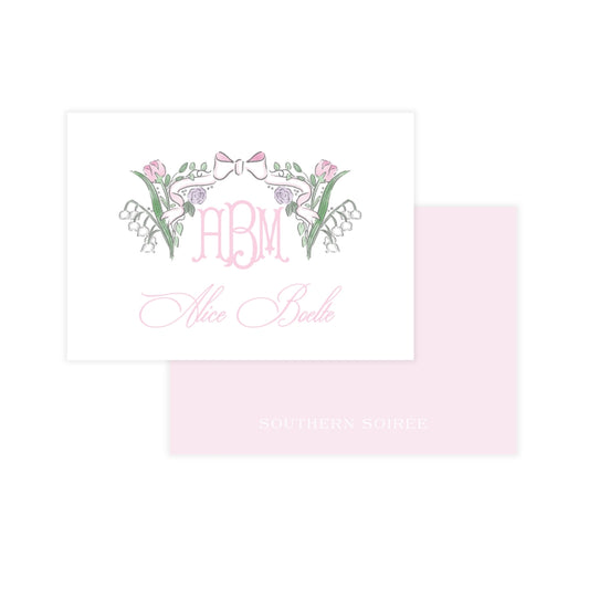 Pink Floral Bow Enclosure Card