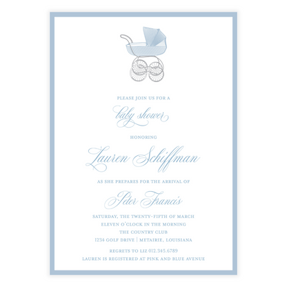 Chic Blue Carriage Invitation