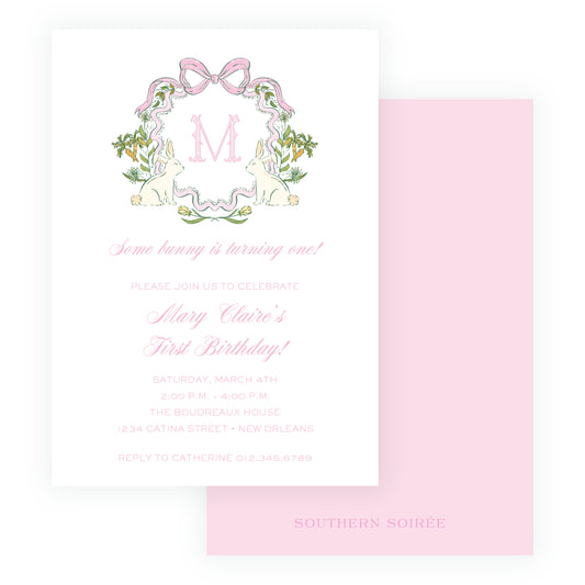 Some Bunny Pink Crest Invitation