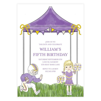 Purple and Gold Tailgate Tent Invitation