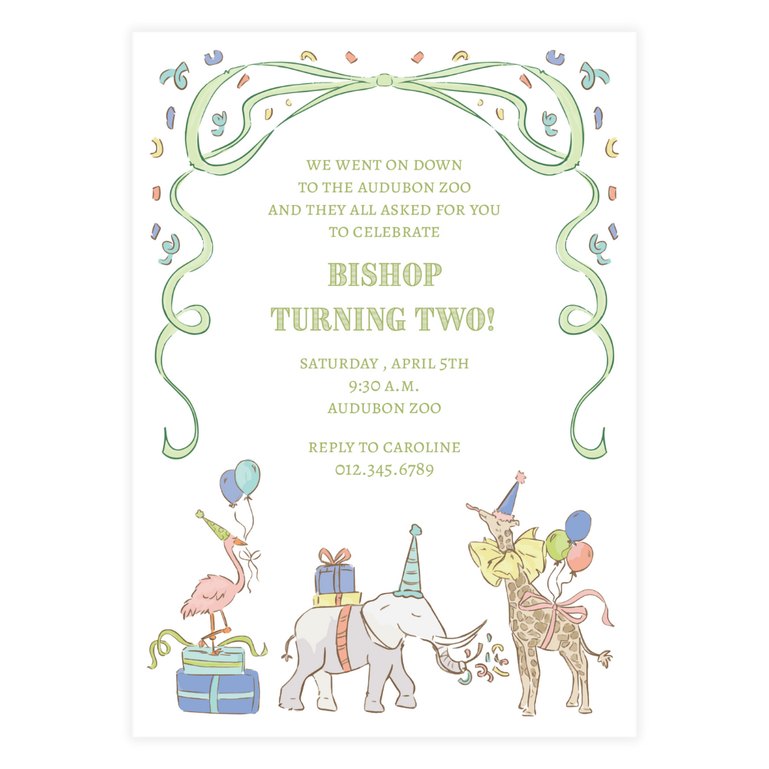 Green Party Animals Invitation