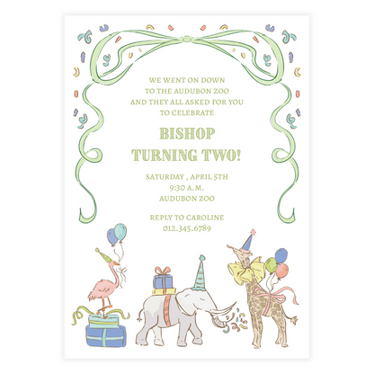 Green Party Animals Invitation