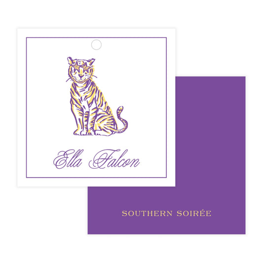 Tiger with Shades Square Gift Tag
