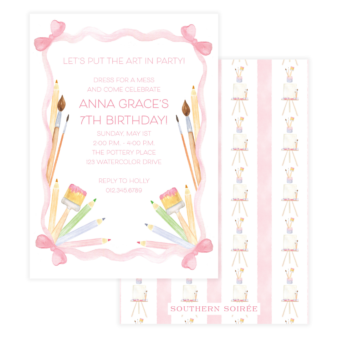 Dress for a Mess Art Party Birthday Invitation