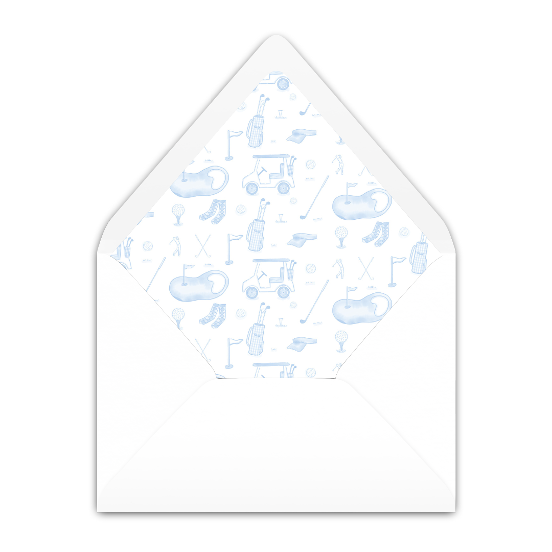 Golf Toile Blue Invitation