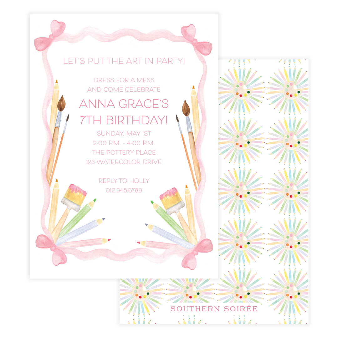 Dress for a Mess Art Party Birthday Invitation