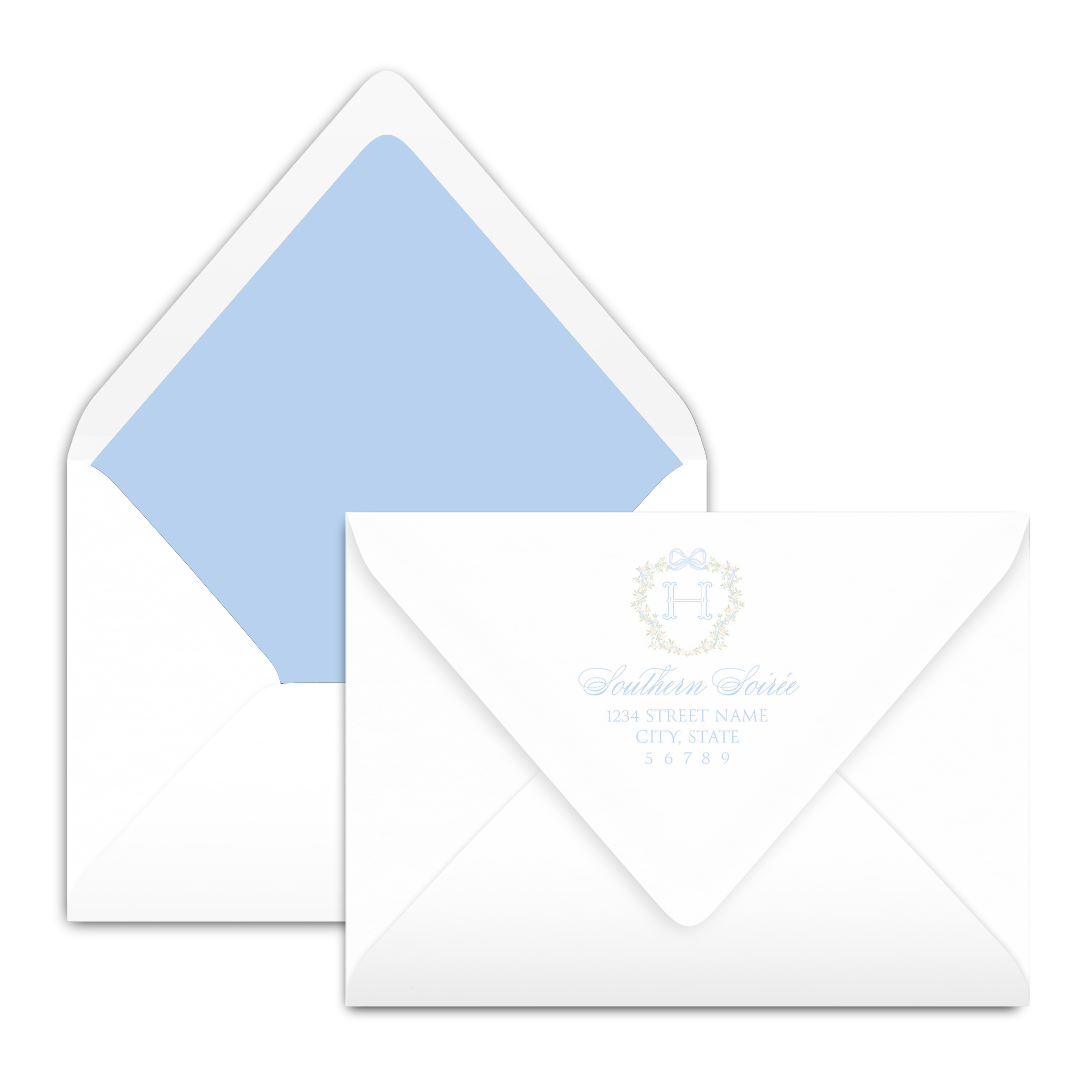 Blue Ribbon and Rose Crest Invitation