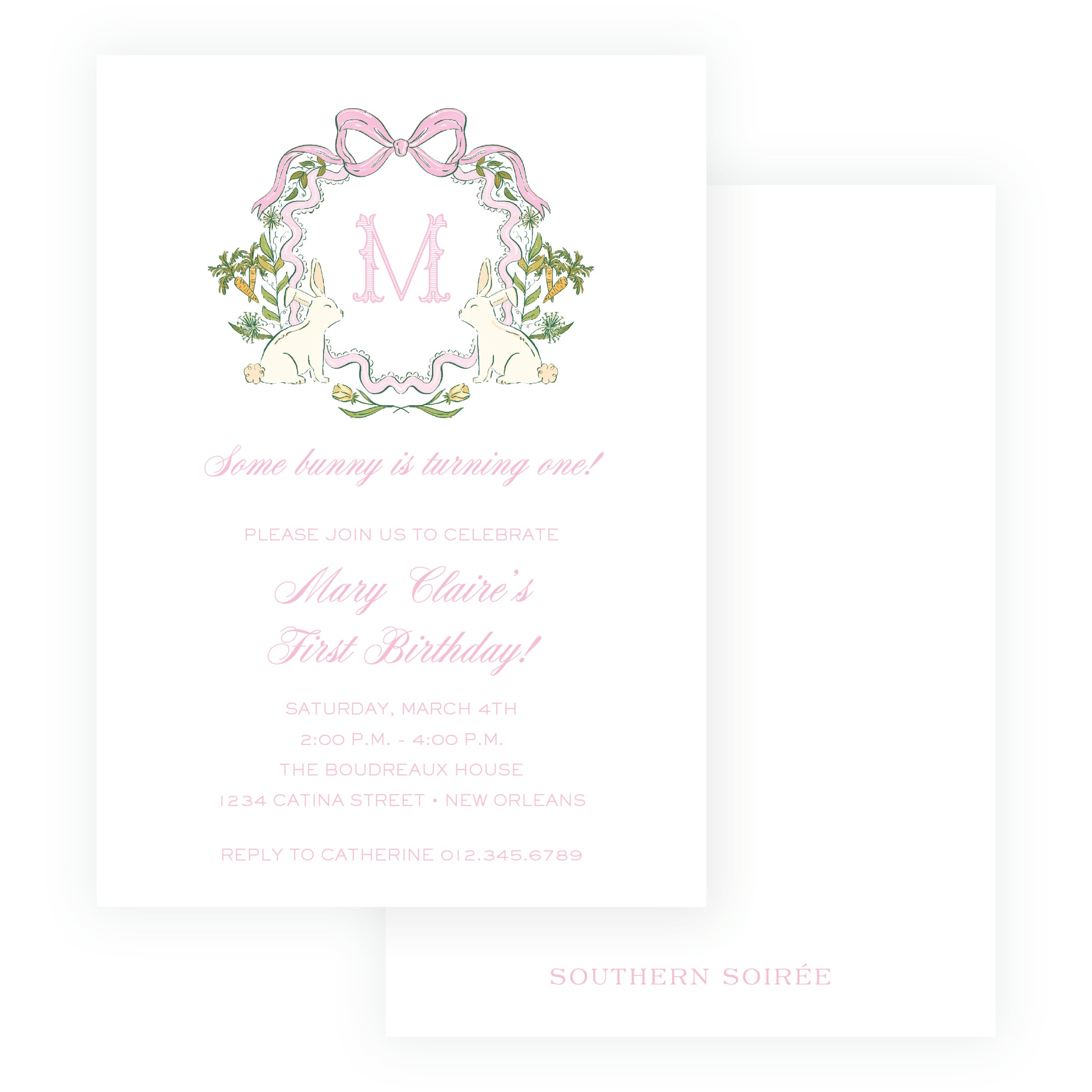 Some Bunny Pink Crest Invitation