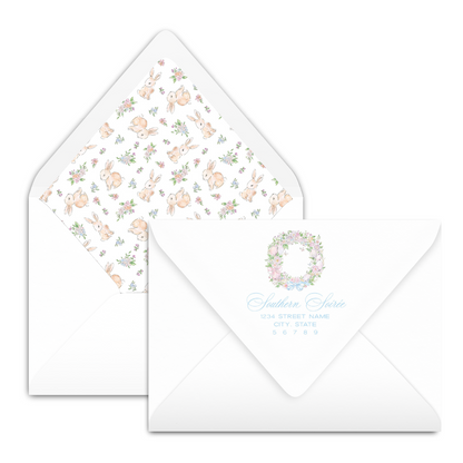 Spring has Sprung Bunny Wreath Invitation