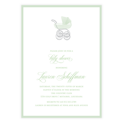 Chic Green Carriage Invitation