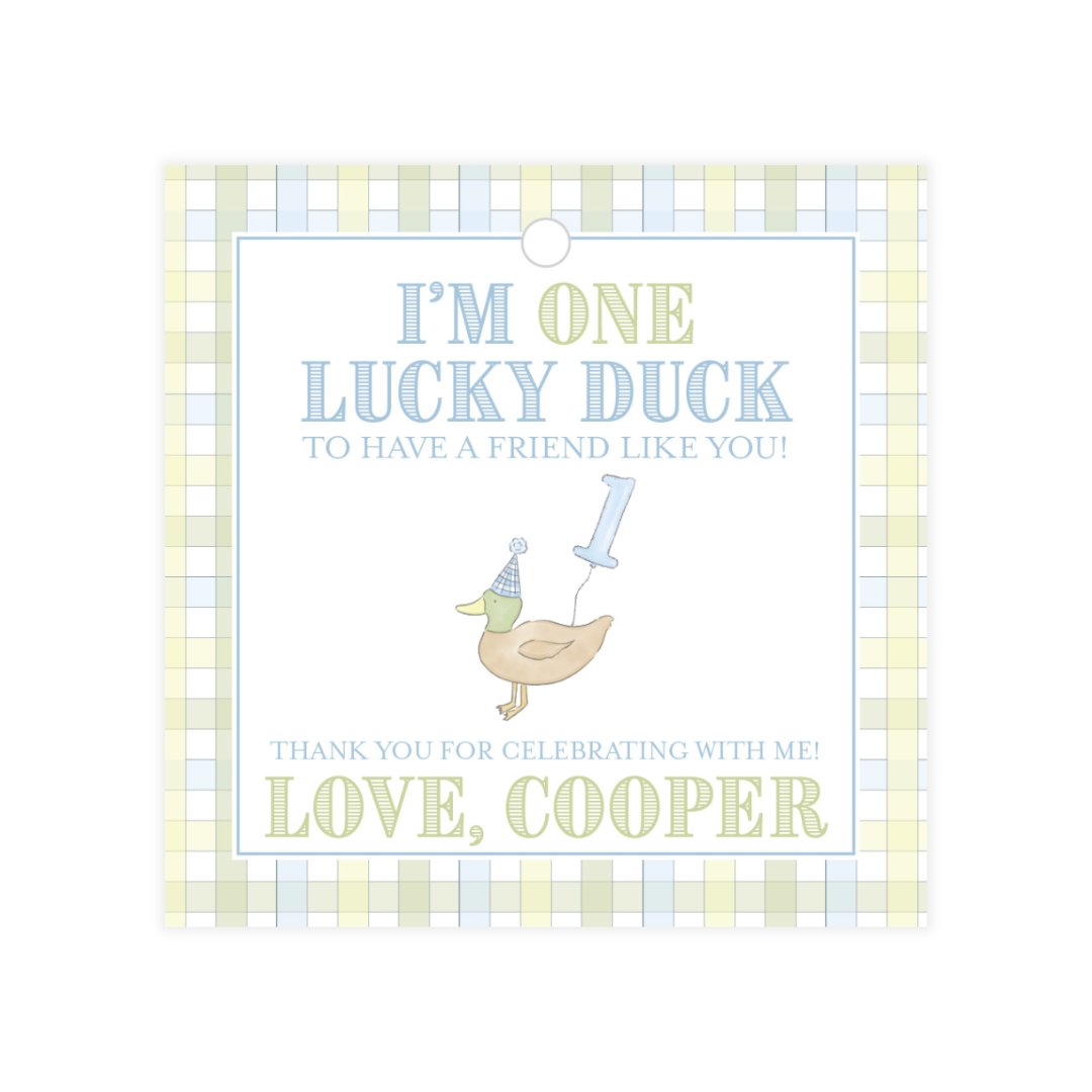 Lucky Duck Square Favor Tag