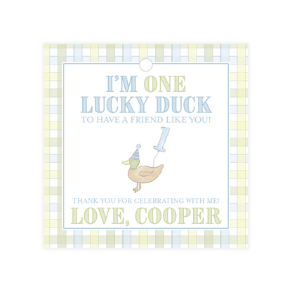 Lucky Duck Square Favor Tag