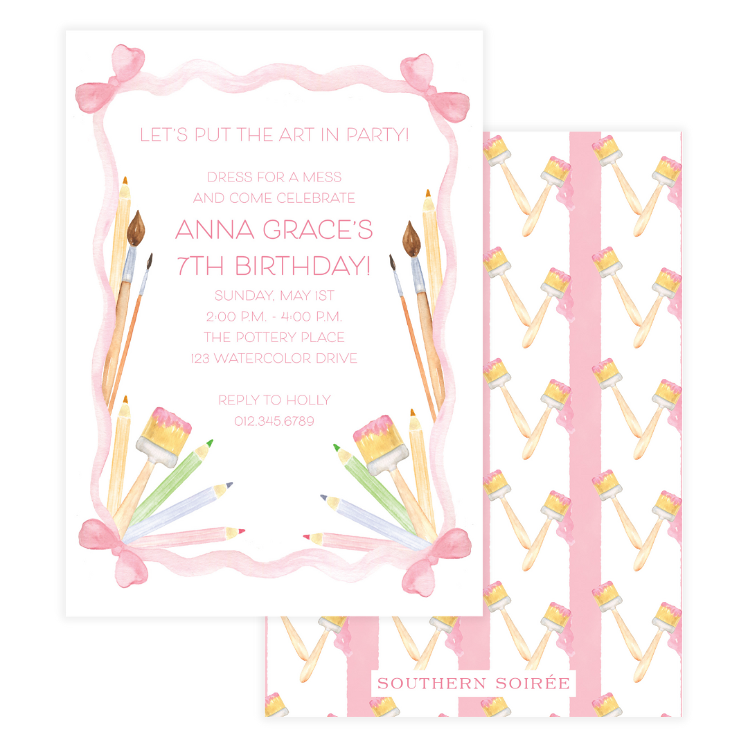 Dress for a Mess Art Party Birthday Invitation