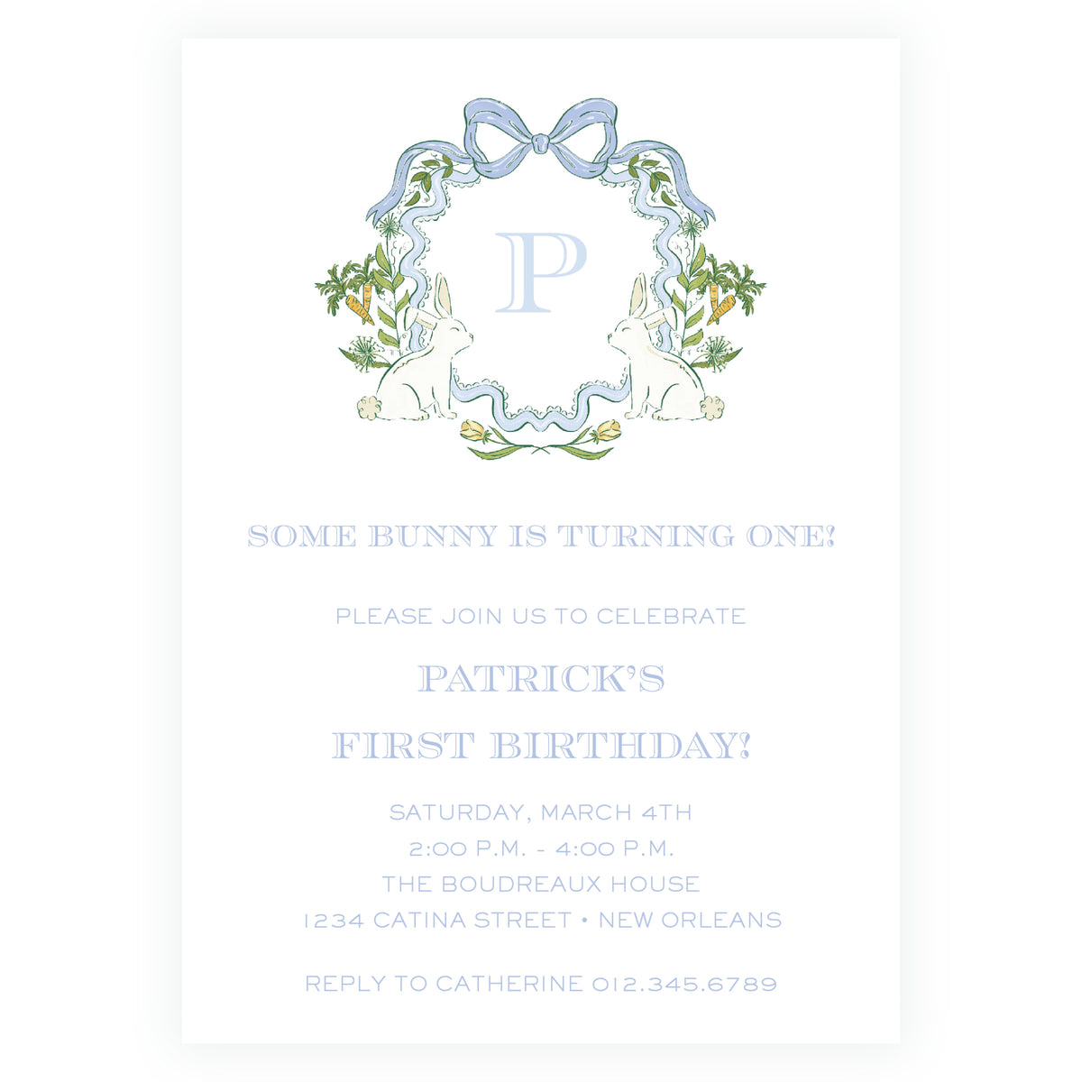 Some Bunny Blue Crest Invitation
