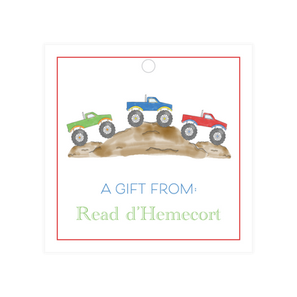 Monster Trucks Gift Tag Square
