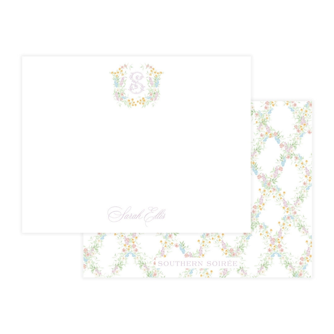 Butterfly Kisses Floral Crest Notecard