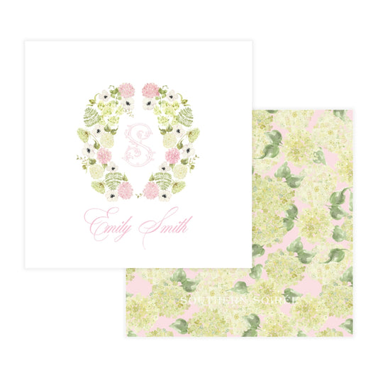 Pink Hydrangea Crest Square Enclosure Card