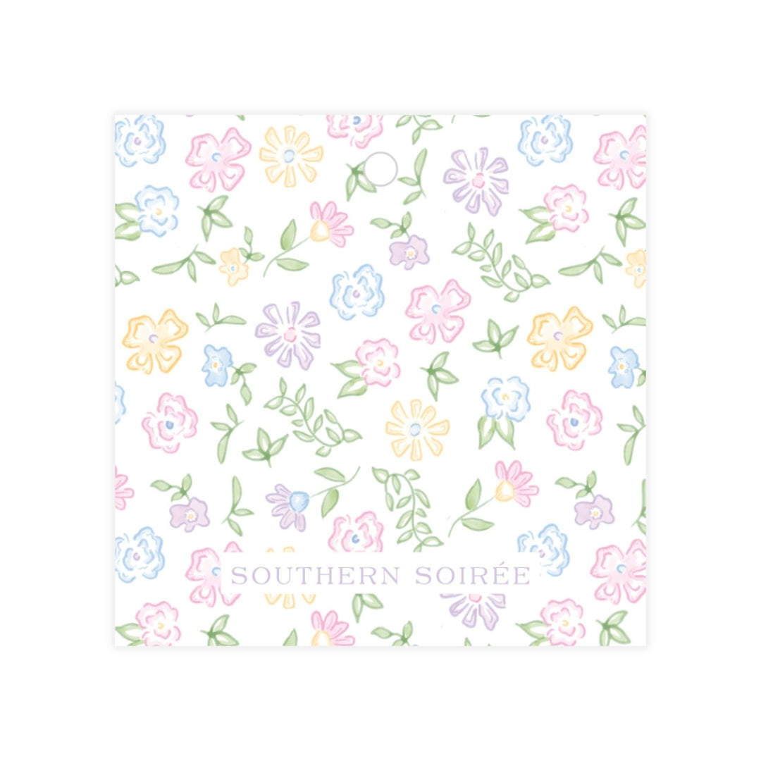 Ditsy Pastel Floral Wreath Square Gift Tag