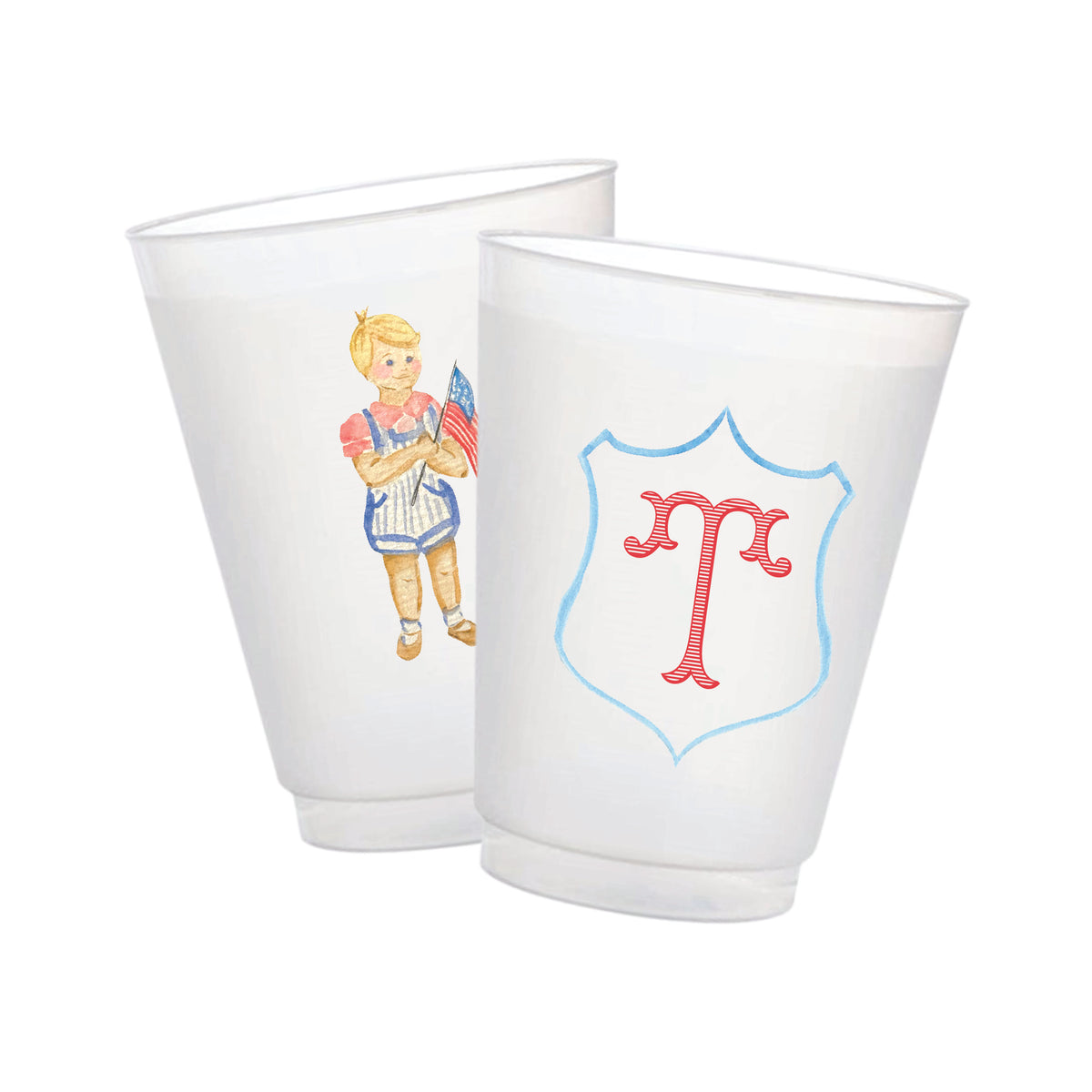 Personalized All-American Boy patriotic frosted cups