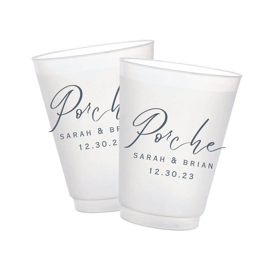 Wedding Name & Date Frosted Cups