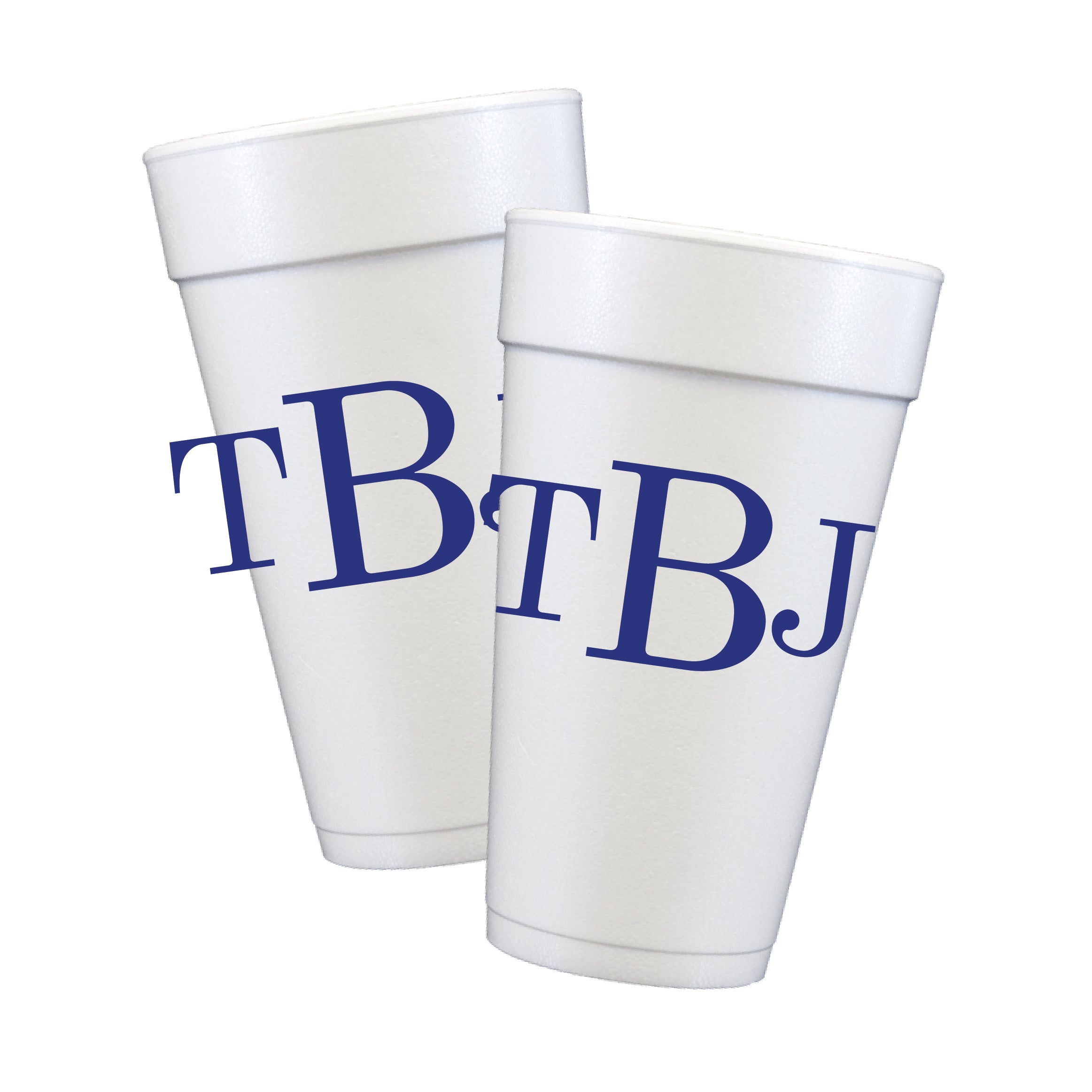 Block Font Monogram Styrofoam Cups
