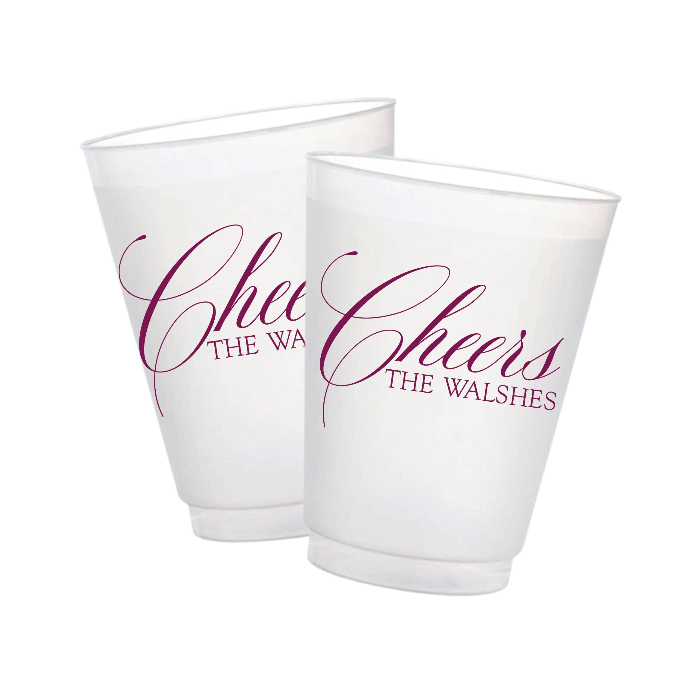 Personalized Cheers Frosted Cups | Custom Last Name Party Cups