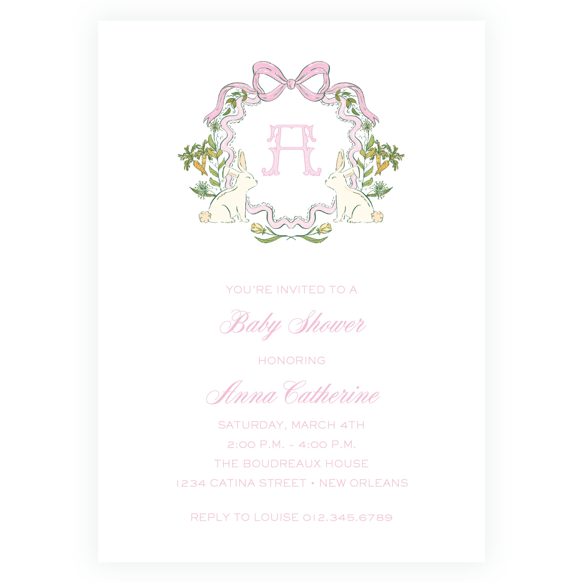 Some Bunny Pink Crest Invitation