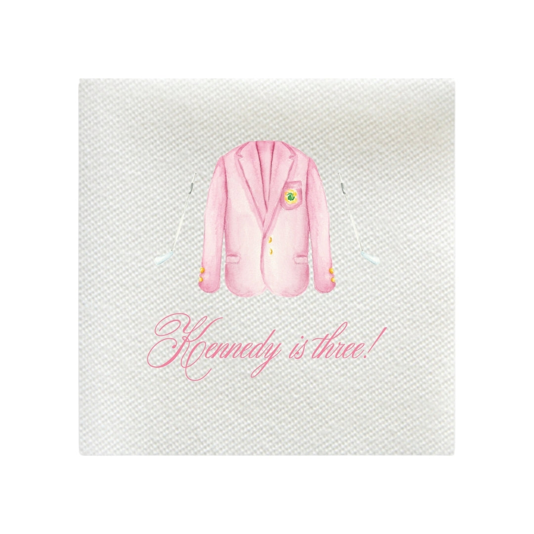 Personalized pink golf jacket birthday cocktail napkins