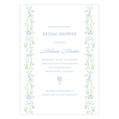 Blue Floral Vine Invitation