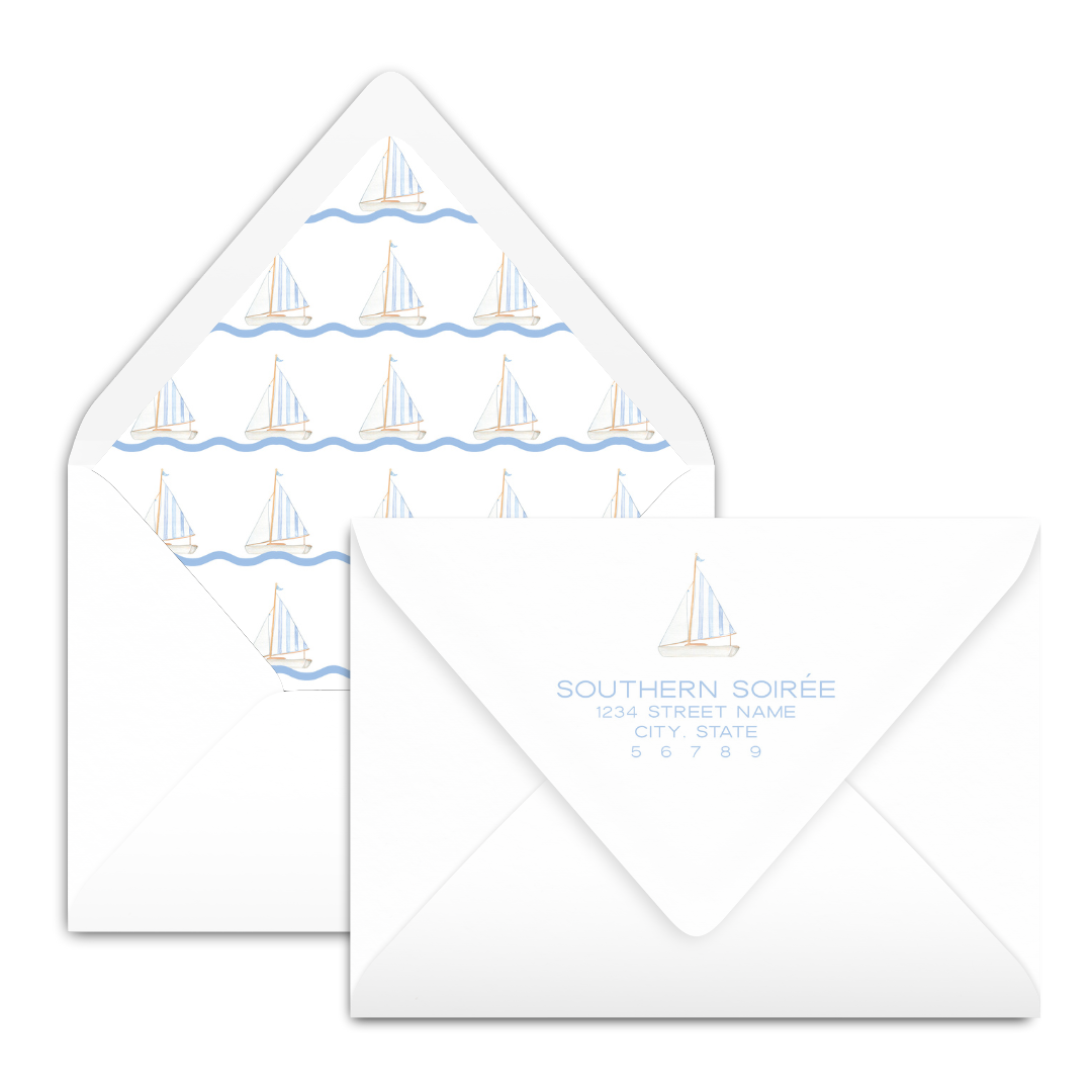 Blue Sailboat Nautical Birthday Invitation