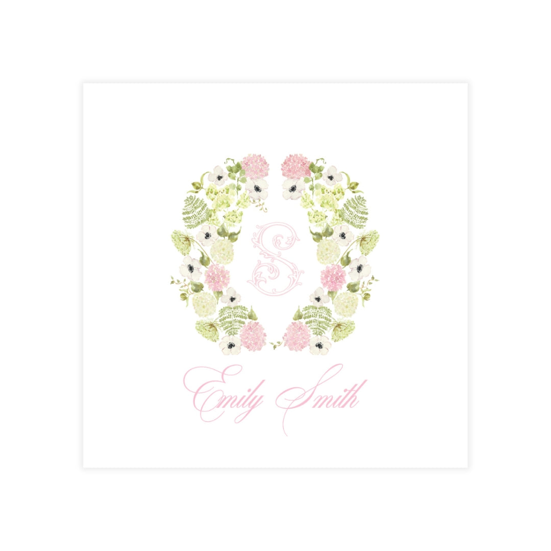 Pink Hydrangea Crest Square Enclosure Card