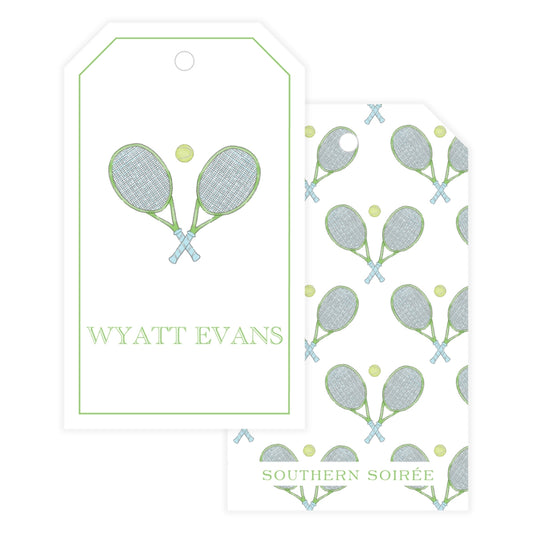 Watercolor Blue & Green Tennis Gift Tag