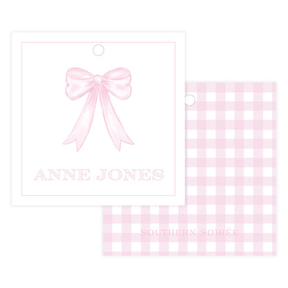 Pink Bow Square Gift Tag