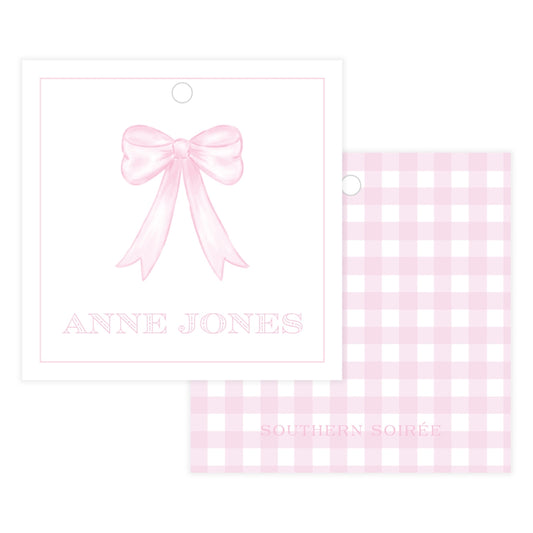 Pink Bow Square Gift Tag