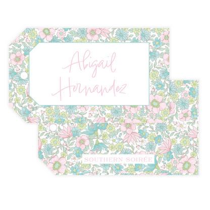 Ditsy Pink & Green Floral Gift Tag