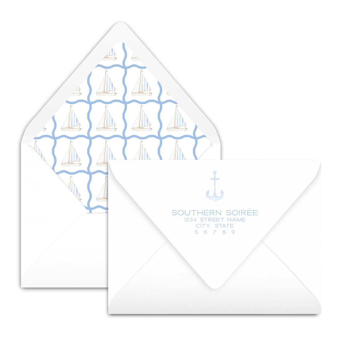 Blue Sailboat Nautical Birthday Invitation
