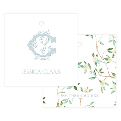 Vintage Vine Monogram with Vines Gift Tag Square