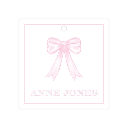 Pink Bow Square Gift Tag